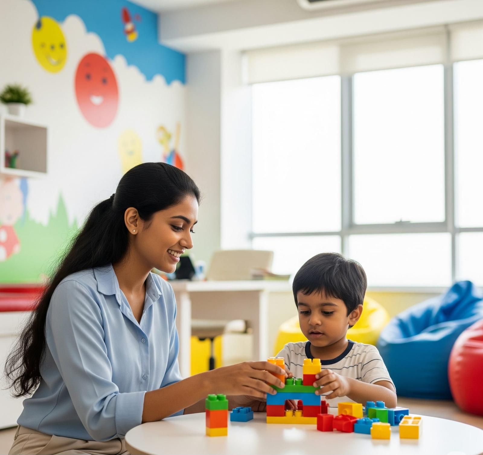 Mother and child happy during a free online therapy consultation with a DevineCare child therapist