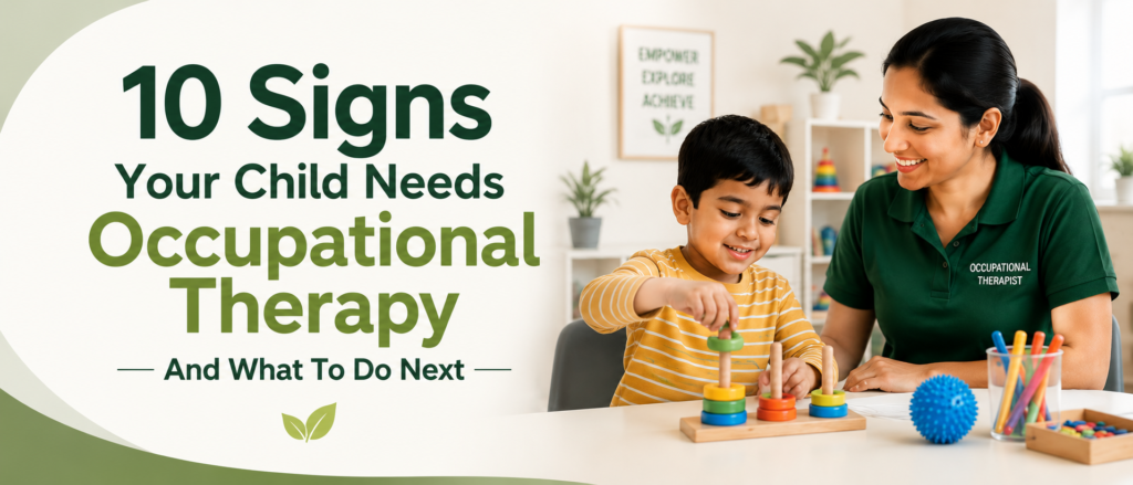 Child doing occupational therapy activities with therapist in Delhi clinic