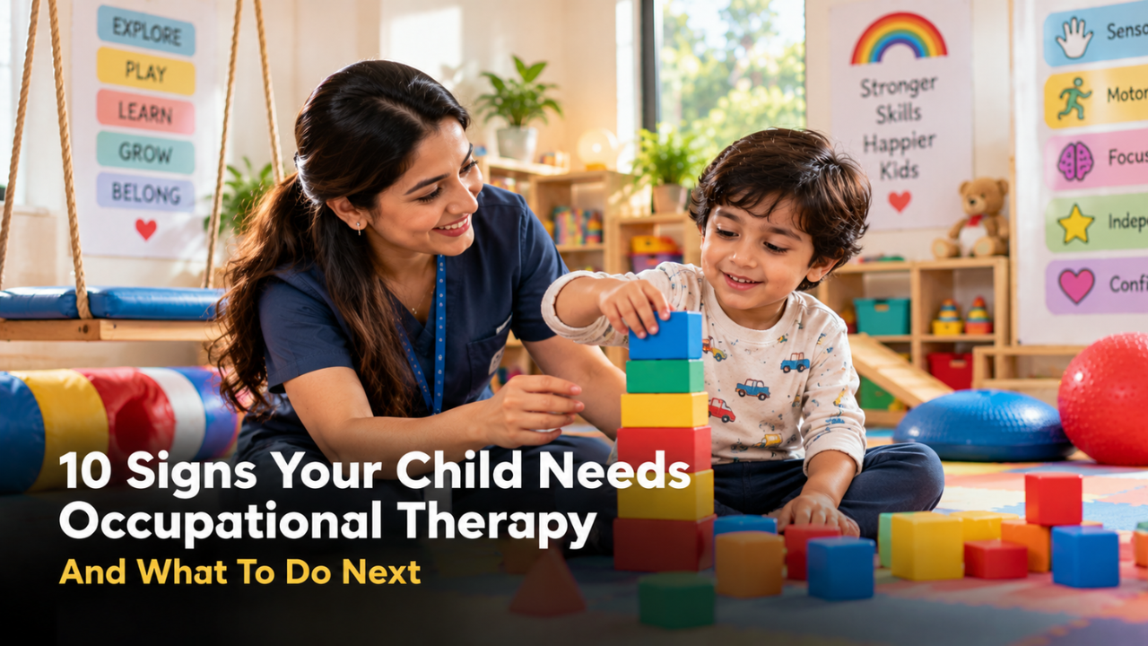 10 signs your child needs occupational therapy – banner for DevineCare's pediatric OT clinic in Delhi